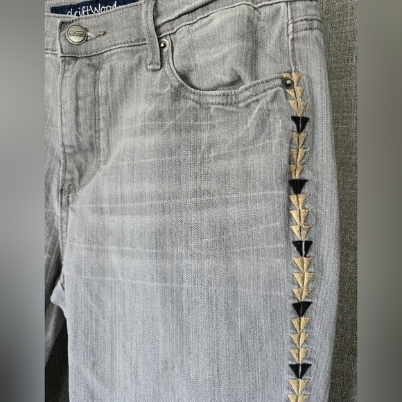 Driftwood Jeans Sz 29 Jackie Charcoal Wash Mid Rise Embroidered Stretch Denim - Picture 2 of 6